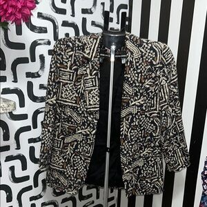 Rafaella Black and Cream Patterned Blazer